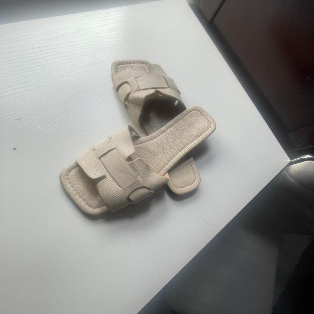 Beige Slide Sandals